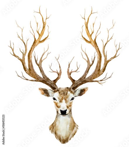 Obraz na płótnie Ręcznie rysowane akwarela jelenia