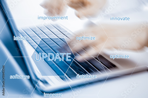 Digital Online Update Upgrade Office Working Concept. Optimize