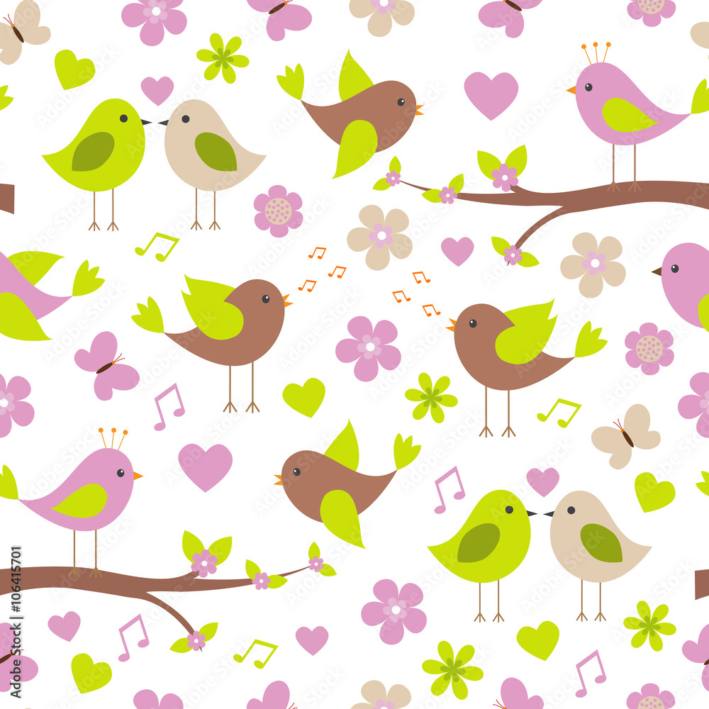 Vector seamless texture on the spring theme.