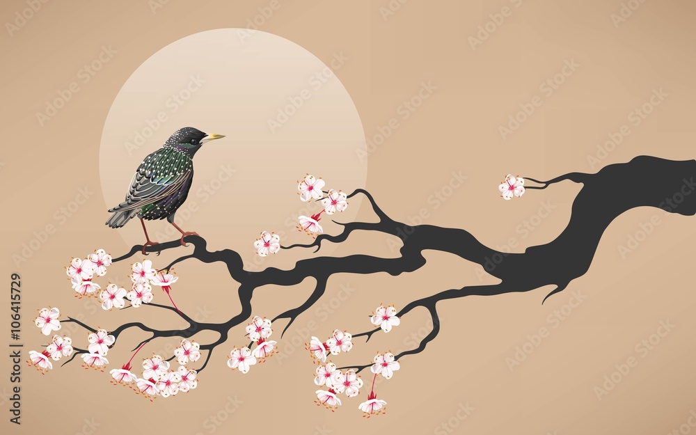 Fototapeta premium Branch of blooming cherry