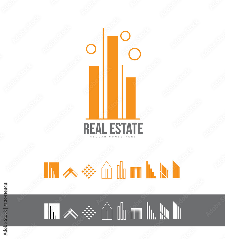 Real estate line lineart logo icon set