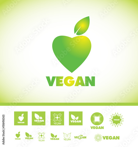 Vegan text logo icon set