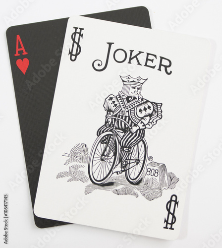 April Fools White Joker with Black Red Heart
