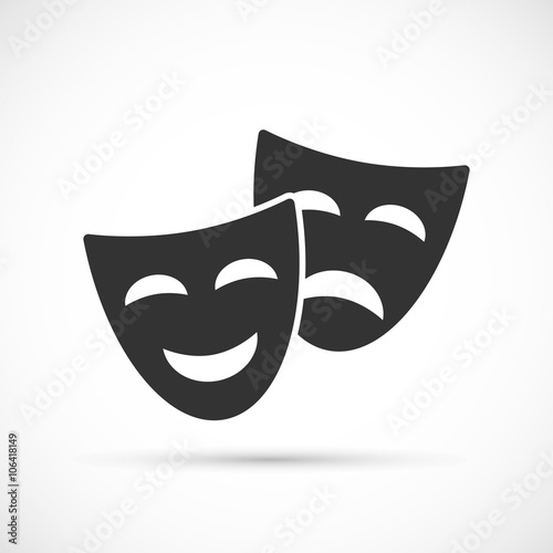 Comedy and tragedy theatrical masks icons