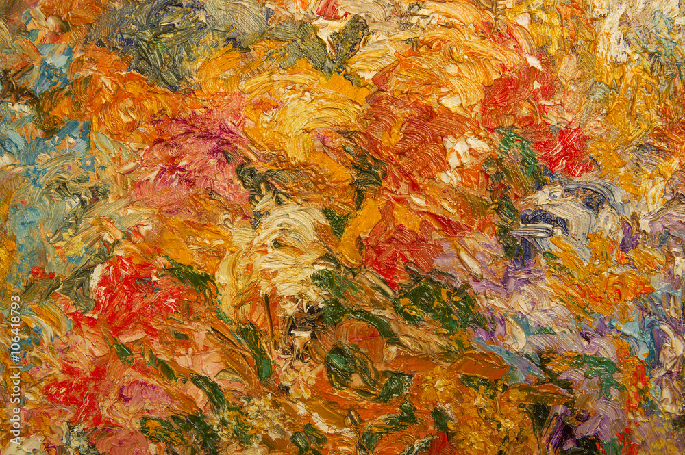 Abstract red yellow oil painting background with brush strokes Stock ...