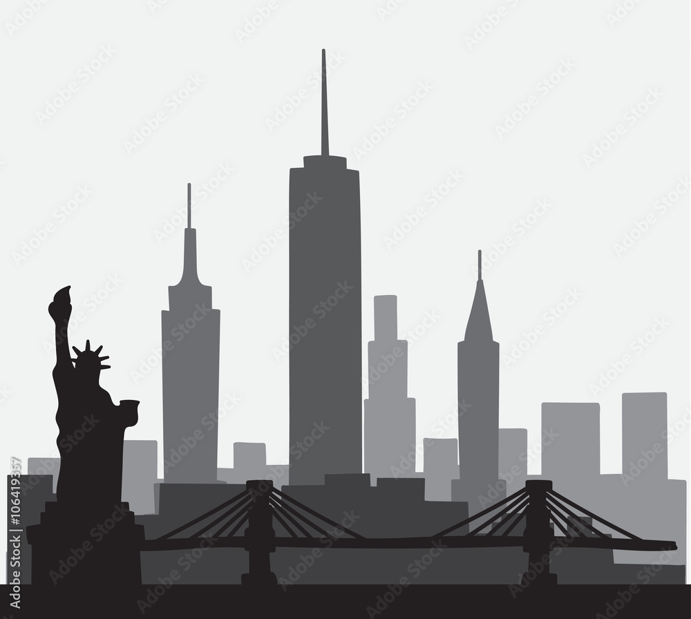 Free hand sketch of New York City skyline. Vector illustration eps