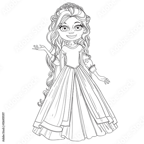 Beautiful young princess with long hair outline