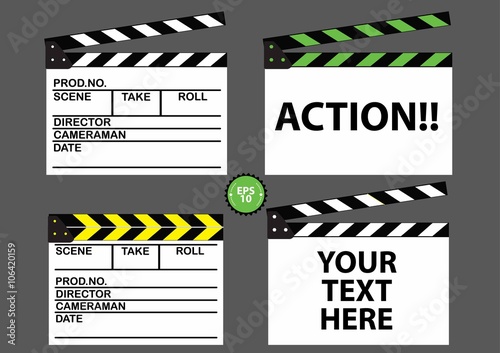 set of movie clapper board. flat vector illustration