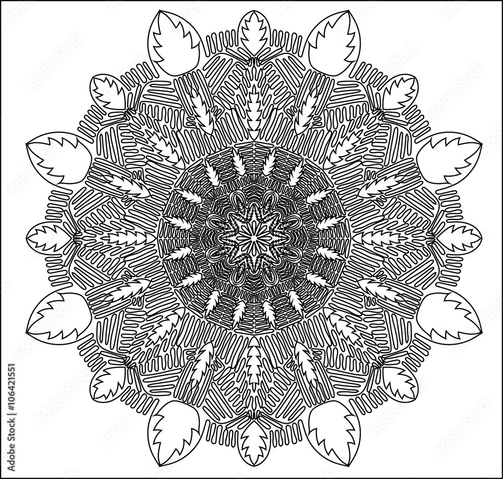 Fototapeta premium Circular abstract picture. Blackly white illustration