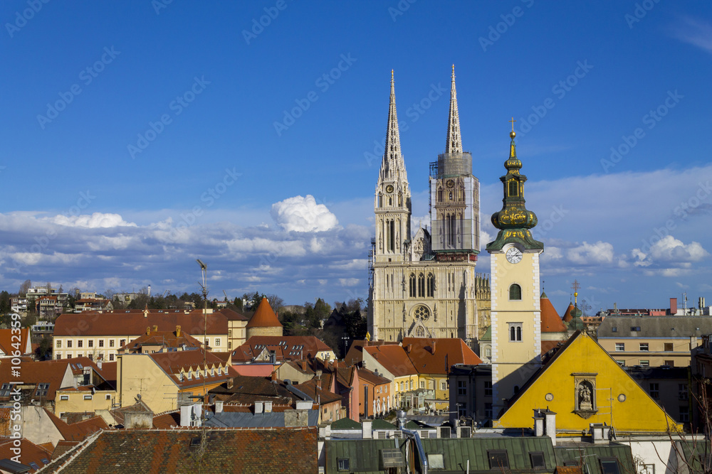 Landscape of a Kaptol cathedral in Zagreb