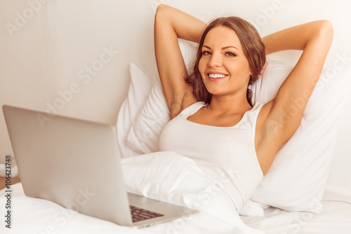 Beautiful woman in bed