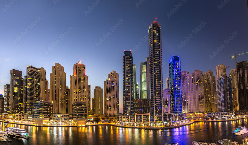 Panorama of Dubai marina