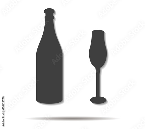 bottle and cup double shadow icon vector