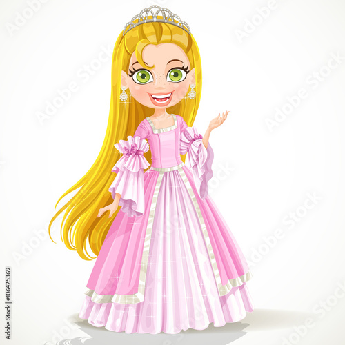 Little princess in tiara and pink ball gown