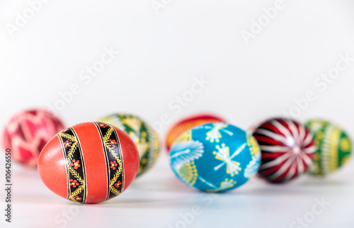 Easter eggs in the white background. easter decoration