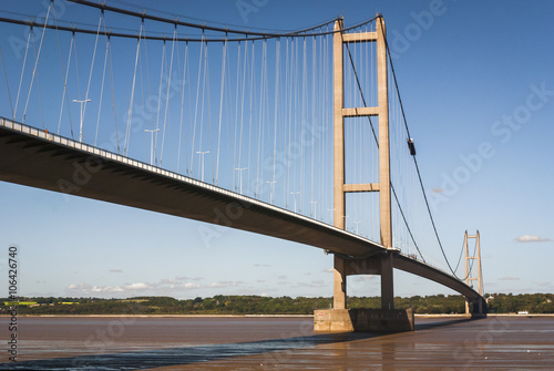 England. East Yorkshire. 2010. A view of the Humber bridge looking north from Lincolnshire into Yorkshire.