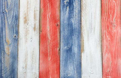 Vertical stressed boards painted in USA national colors for Independence, labor, veteran, president or memorial day 