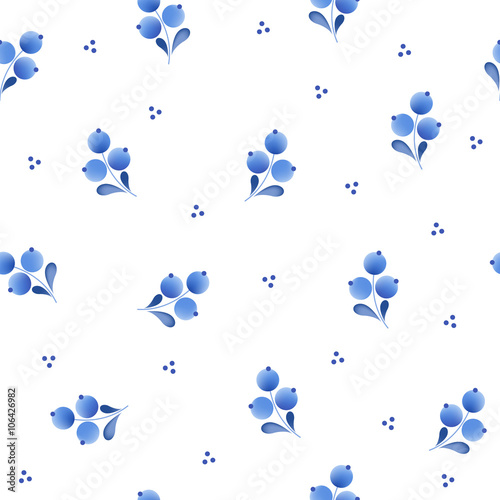 Blue flowers floral russian porcelain beautiful folk ornament.