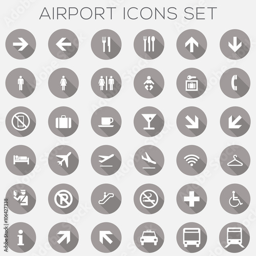 Airport Signage Icons Set - vector eps10