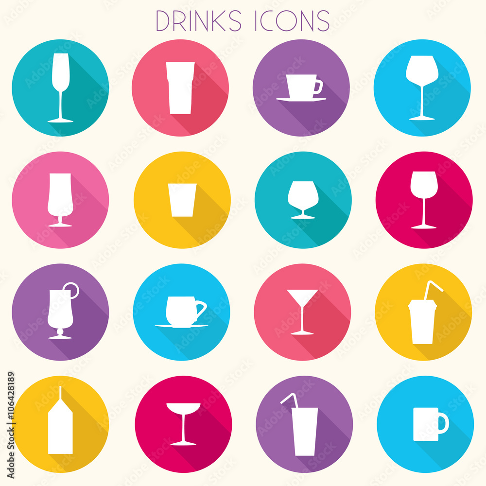 Drinks Colorful Icons Set - vector eps10