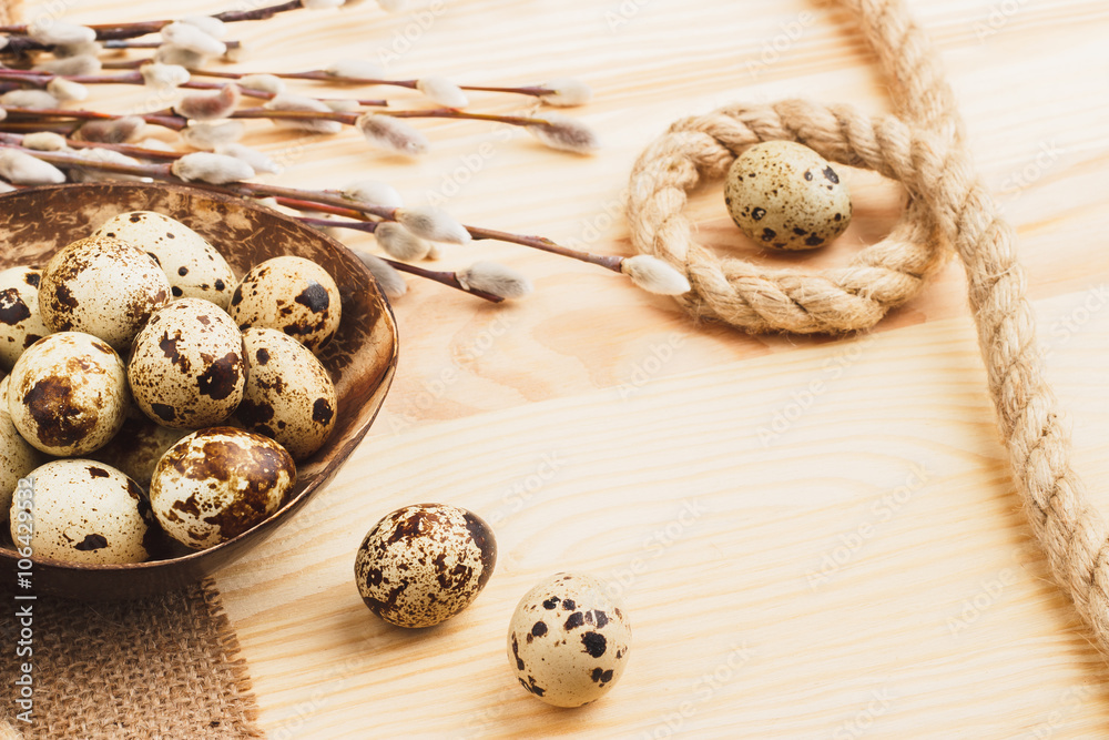 Quail Easter eggs in the bowl Quail Easter eggs in the bowl