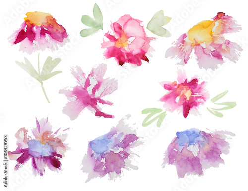 Wallpaper Mural Abstract watercolor flowers Torontodigital.ca