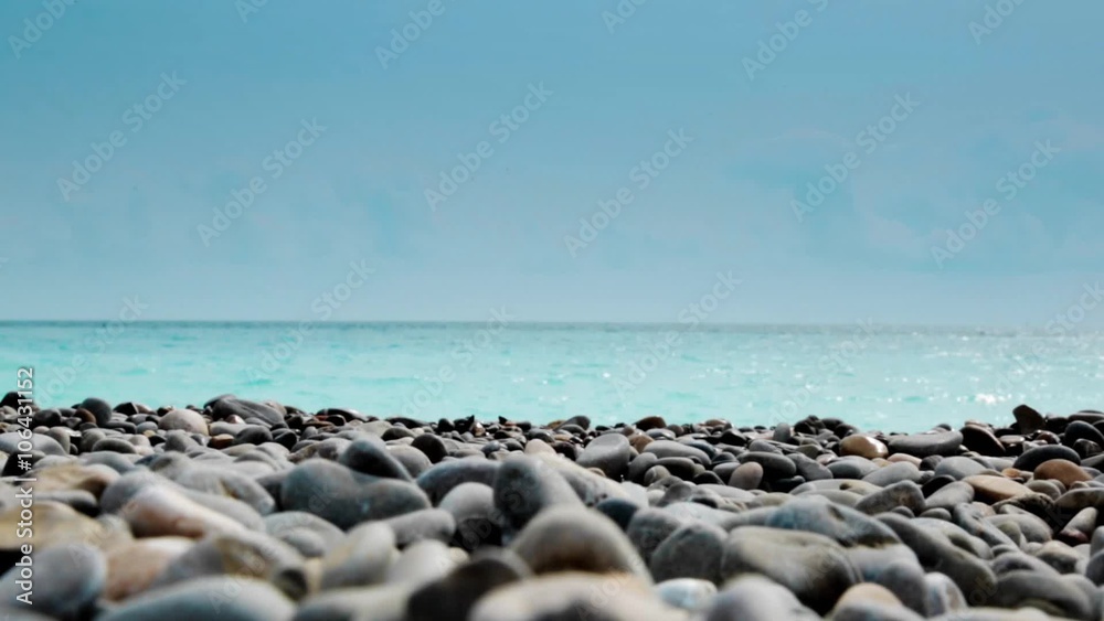 Beach stone of Nice, France, in winter Beach stone of Nice, France, in winter
