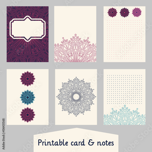 Set of n 3 creative cards with mandalas design. Template for scrapbooking, wrapping, congratulations, invitations, printable card, planner, wedding invitation, notebooks, diary. Vector