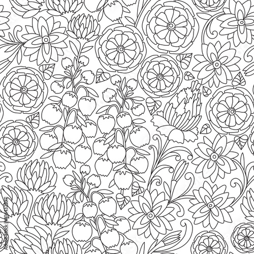 Seamless floral pattern in black and white colors © iryna_afonina