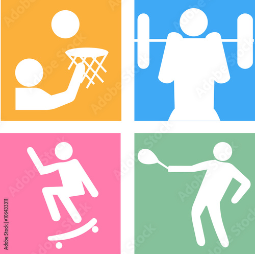 vector icons of silhouettes of sportsmen 