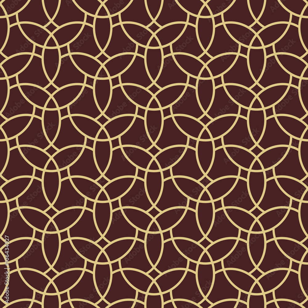Seamless vector brown and golden ornament. Modern geometric pattern with repeating elements