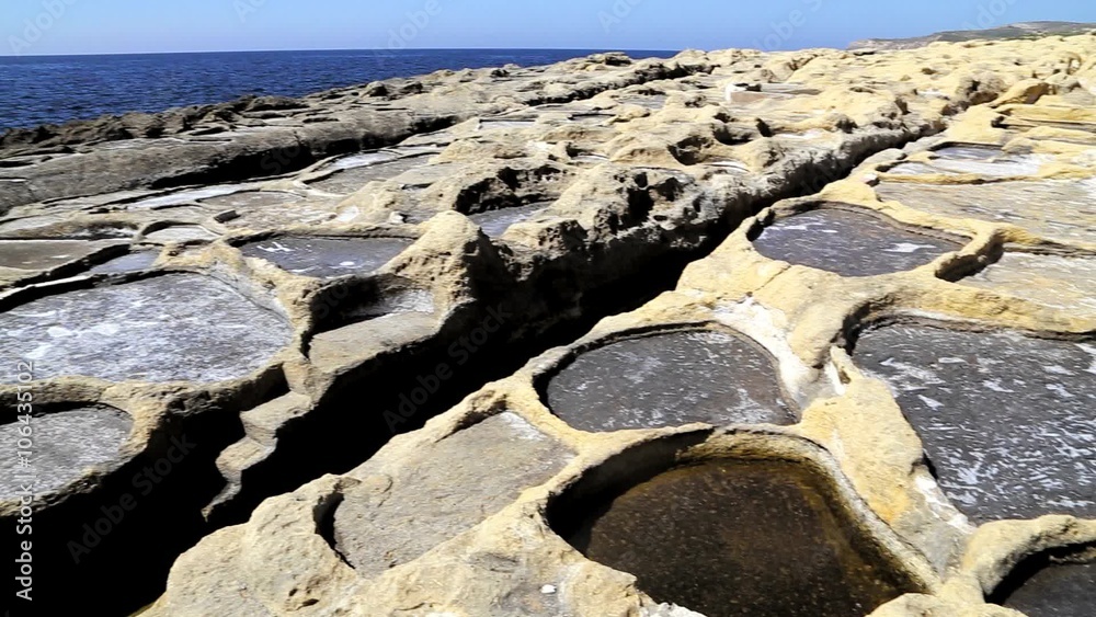 Salt Evaporation Ponds Off the Coast of Gozo,malta.xatt L-Ahmar Salt Evaporation Ponds Off the Coast of Gozo,malta.xatt L-Ahmar