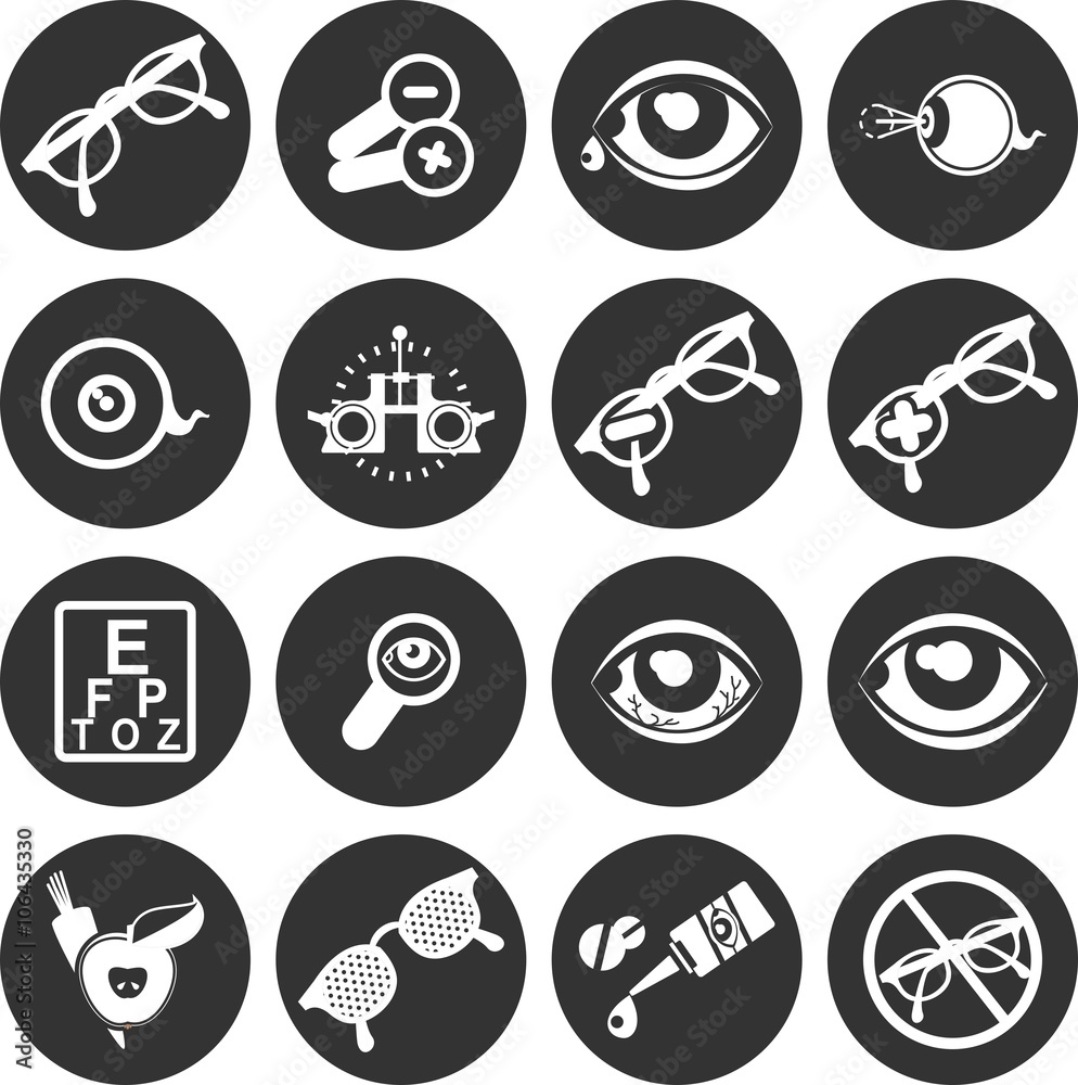 Ophthalmologist set of icons Ophthalmologist set of icons