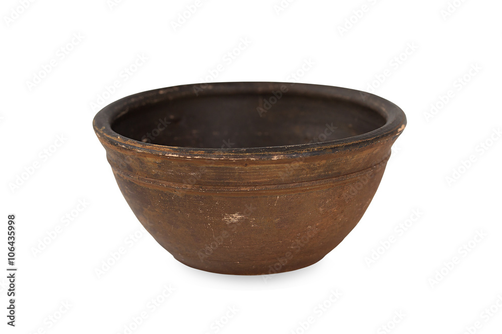Old ceramic bowl on a white background. Old ceramic bowl on a white background.
