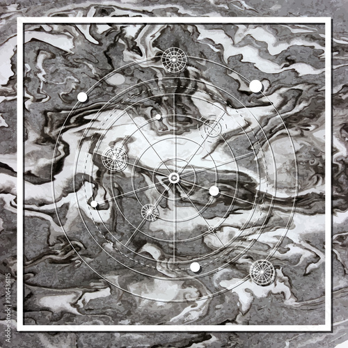 Abstract mystical geometry, linear alchemy, occult, philosophical sign.