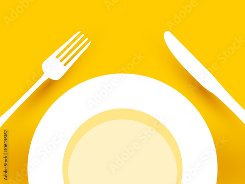 Plate with cutlery restaurant menu ready to eat