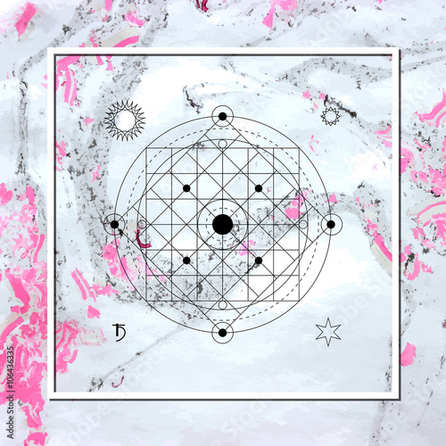 Abstract mystical geometry, linear alchemy, occult, philosophical sign.