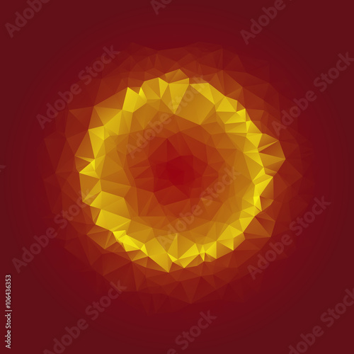 yellow low poly circle on red background