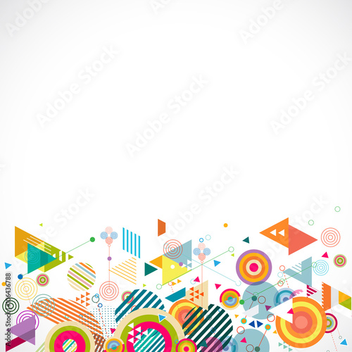 abstract creative geometrical with circle shape and mix hexagon decoration on bottom part, vector illustration