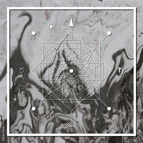 Abstract mystical geometry, linear alchemy, occult, philosophical sign.