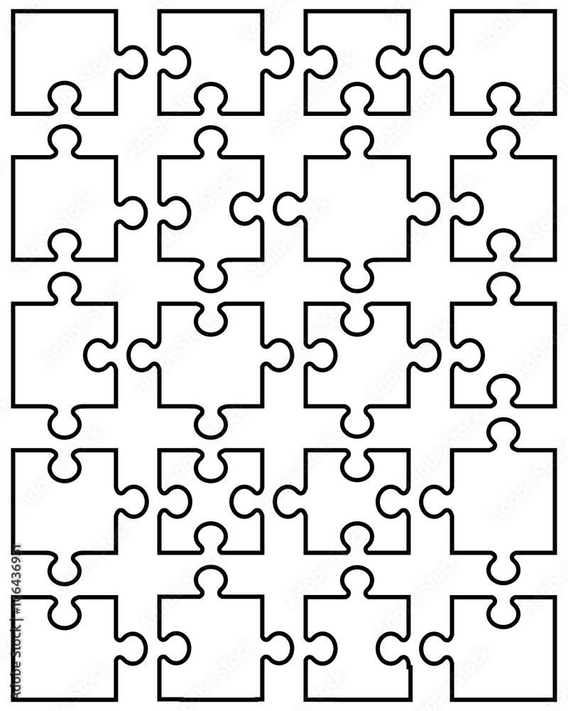 Vector illustration of white puzzle, separate parts