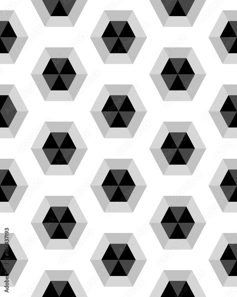 Geometric gray hexagon seamless pattern, vector Geometric gray hexagon seamless pattern, vector