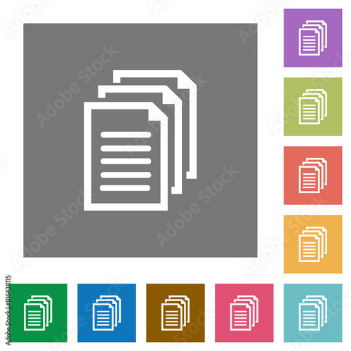 Documents square flat icons