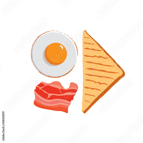 Fried eggs icon. Fried eggs isolated background. Plate fried eggs. American breakfast illustration. Bacon vector illustration. Bacon isolated background. Toast icon. Toast vector illustration