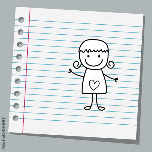 notebook paper with little girl