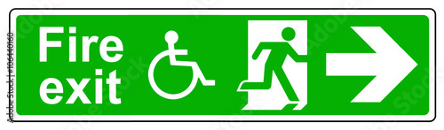 Fire exit Wheelchair access right sign