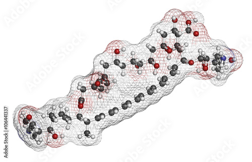 Candicidin antifungal drug molecule. 3D rendering. photo