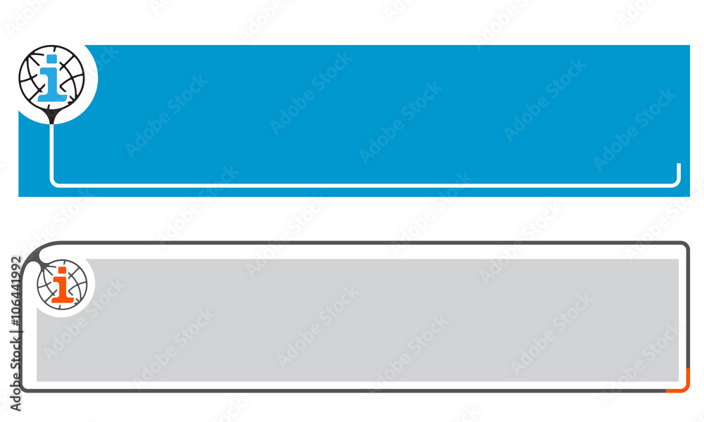 Simple banners for your text with globe and info symbol Simple banners for your text with globe and info symbol