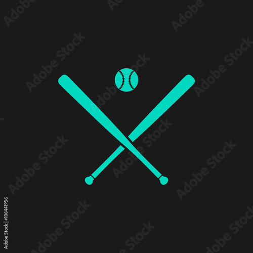 Vector crossed baseball bats and ball