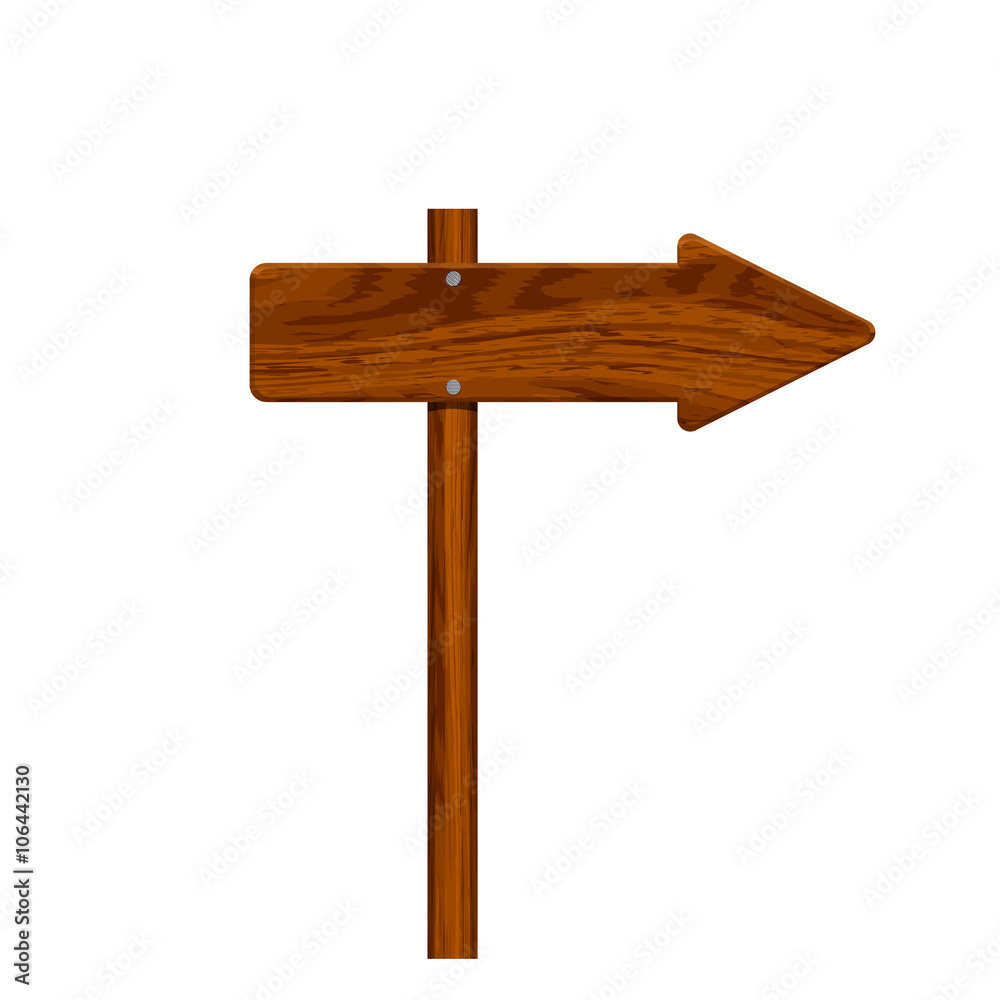 realistic wooden arrow nailed isolated on white background. Vect realistic wooden arrow nailed isolated on white background. Vect